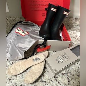 Hunter Womens Original Tour Packable Lightweight Short Black Rainboots Size 7